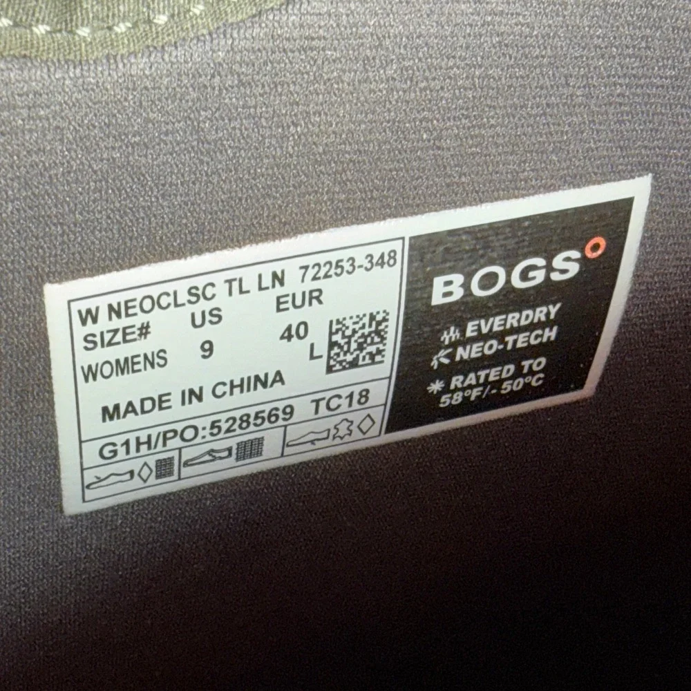 Bogs Neo-Classic Tall Linen Waterproof Boots Olive Green 72253-348 Womens 9